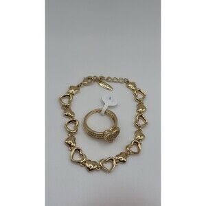 Gold-plated ring and bracelet set